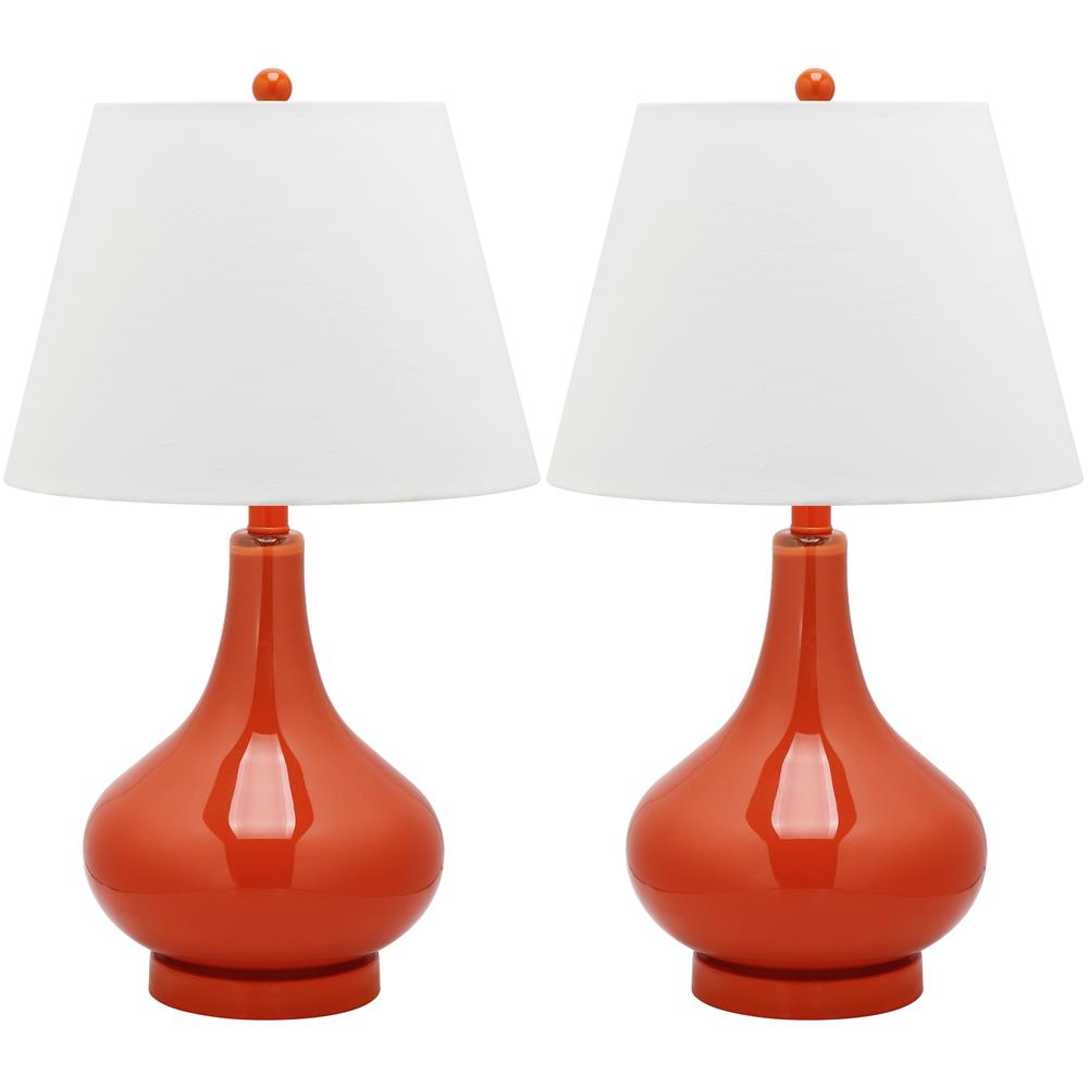 Safavieh LIT4087D AMY GOURD GLASS (SET OF 2) Orange BASE AND NECK TABLE LAMP